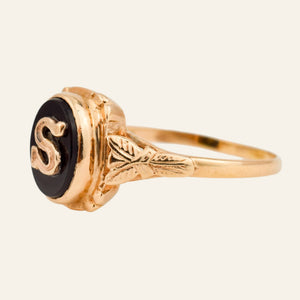 'S' Onyx Signet Ring