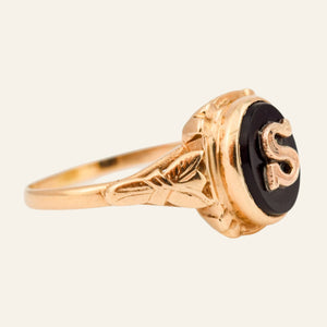 'S' Onyx Signet Ring