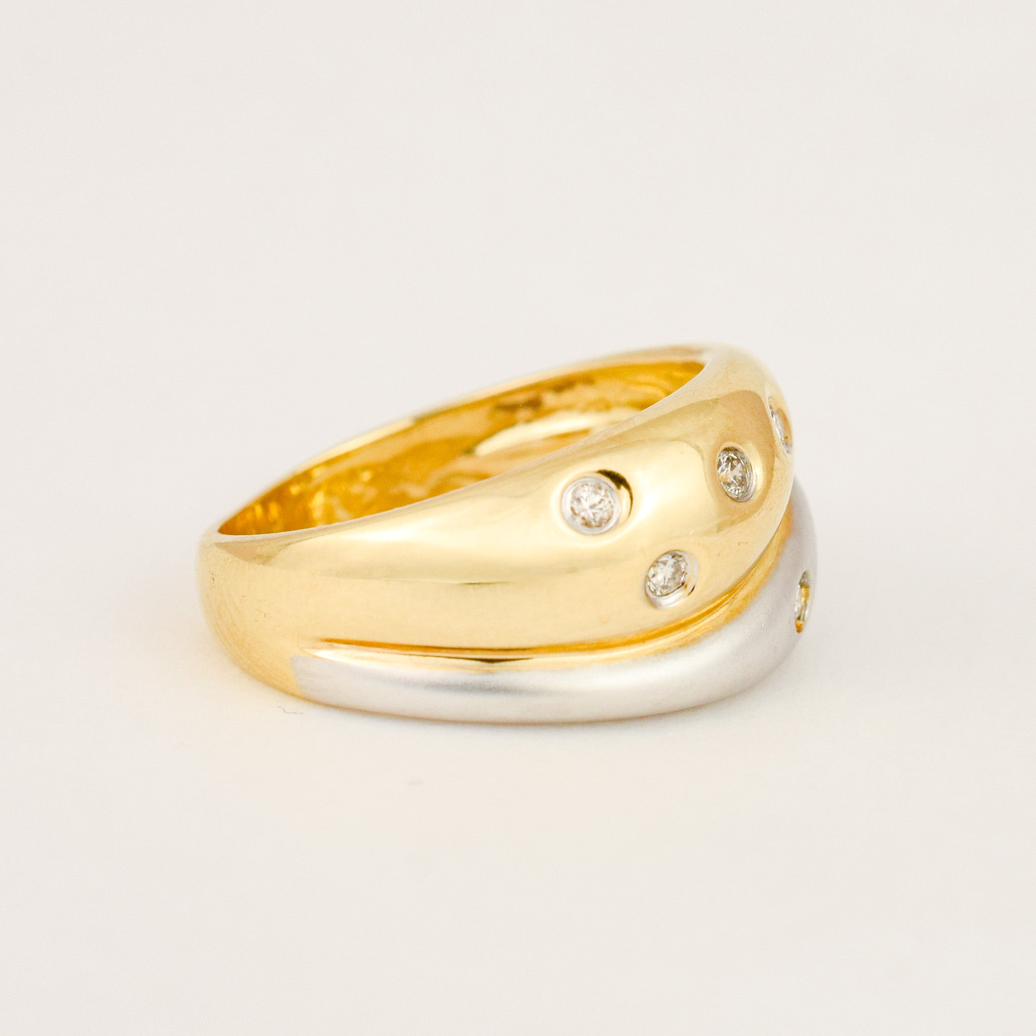 Two-Tone Diamond Bypass Ring