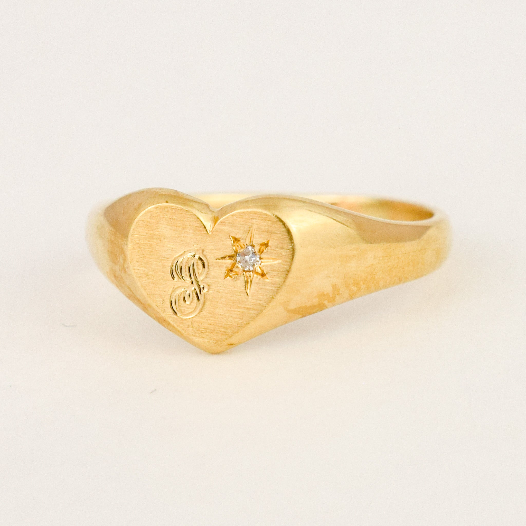 'P' Heart Signet Ring