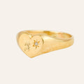 'P' Heart Signet Ring