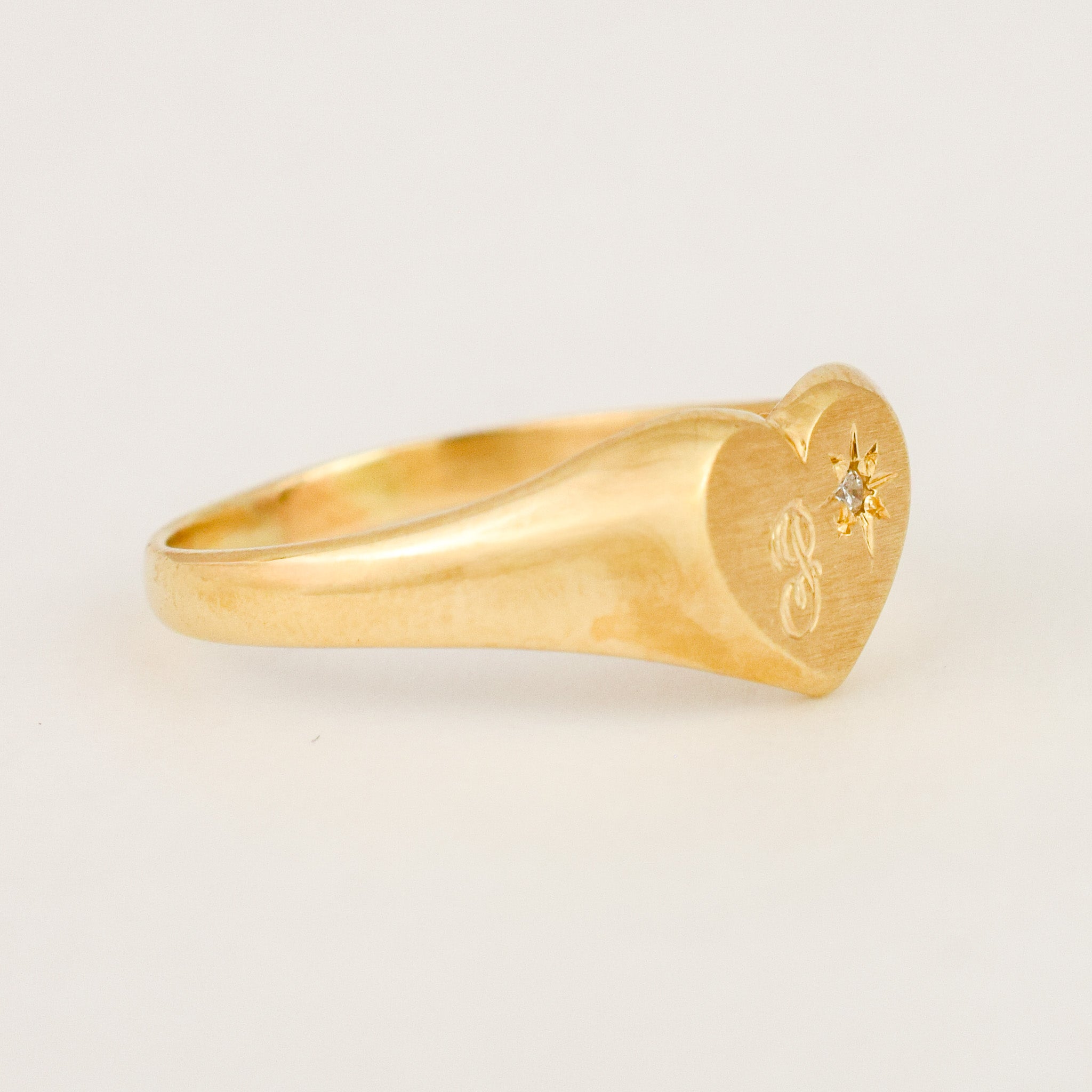 'P' Heart Signet Ring