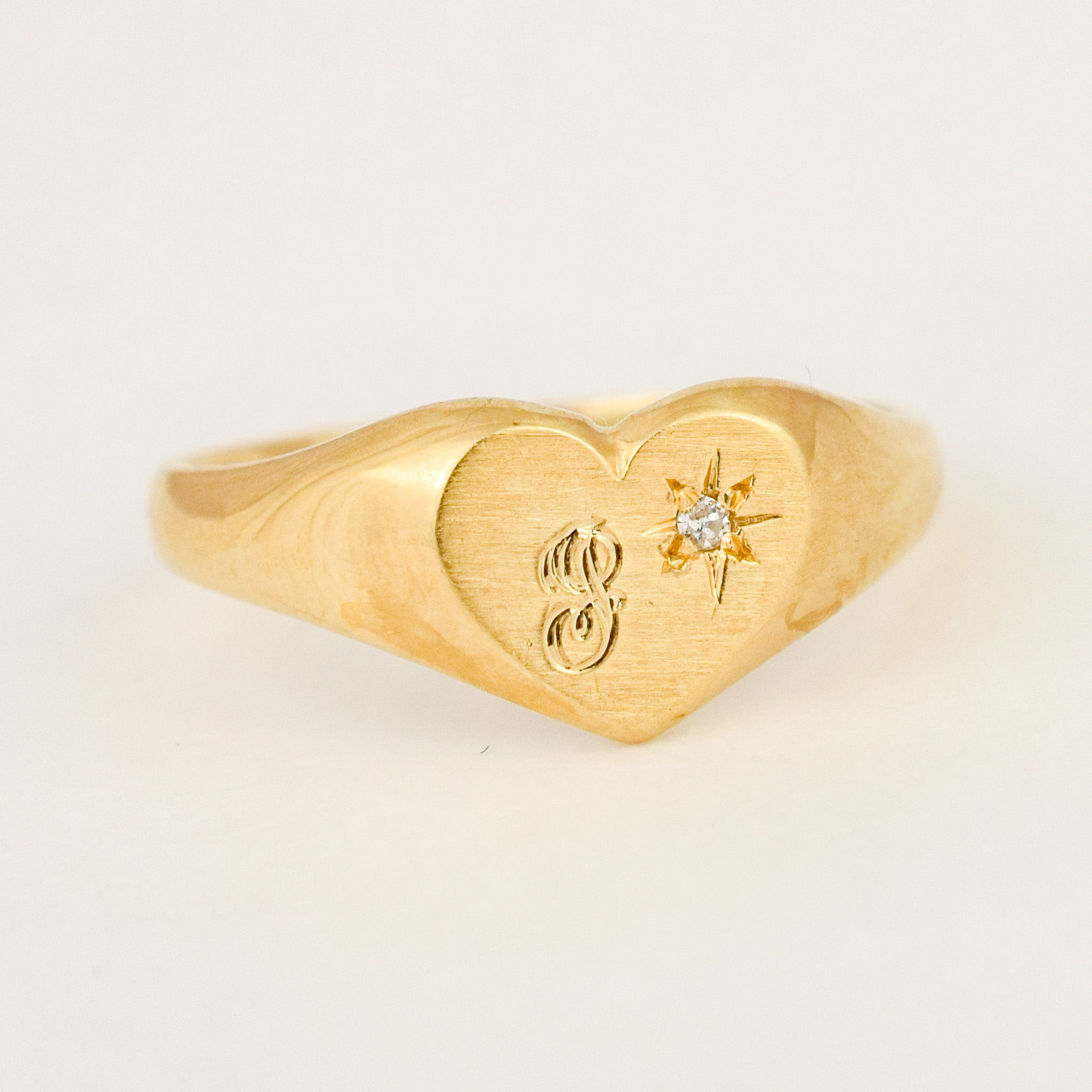'P' Heart Signet Ring