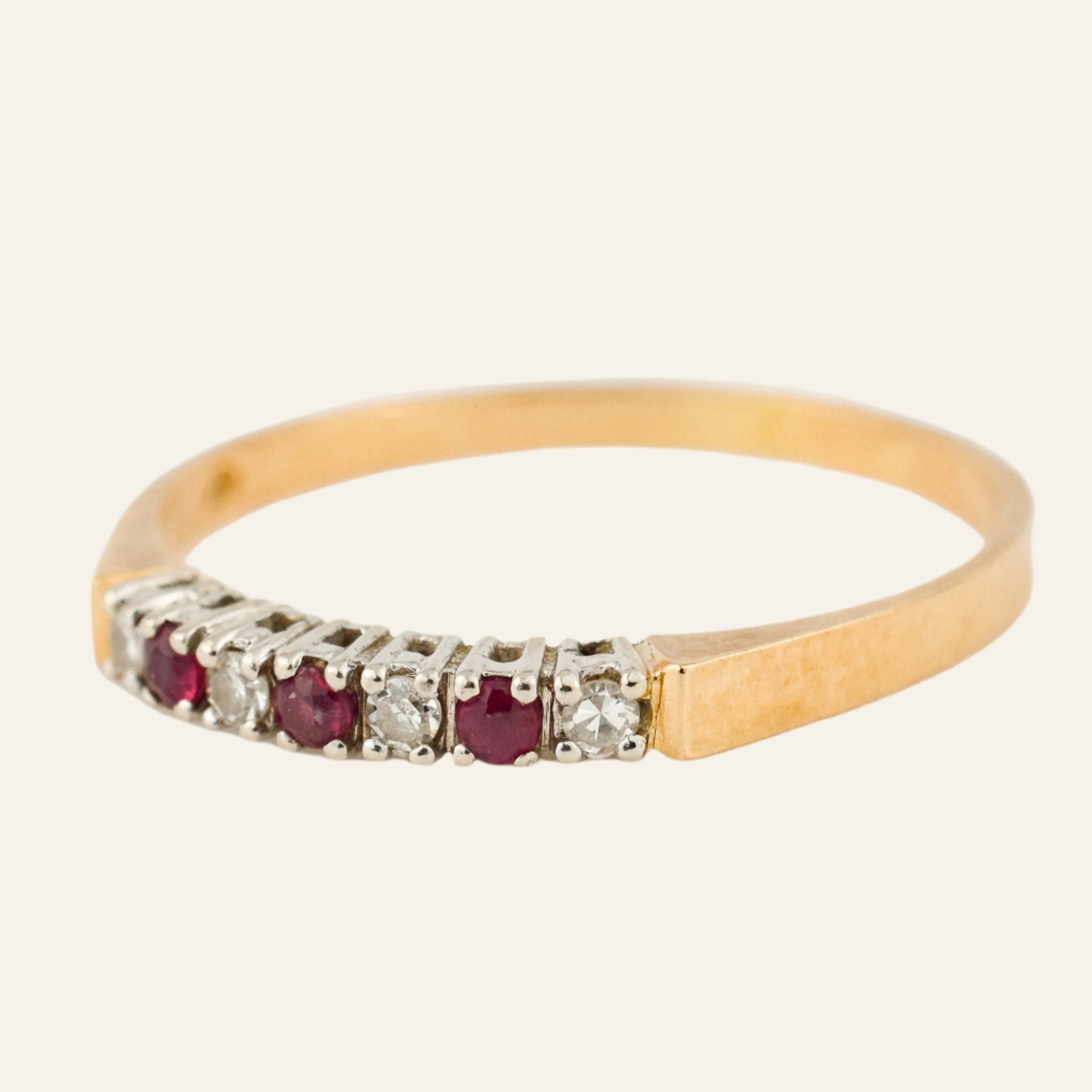 vintage Ruby and Diamond Dainty Band
