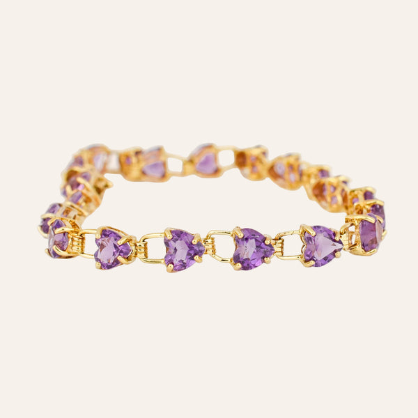 7" Amethyst Heart Bracelet
