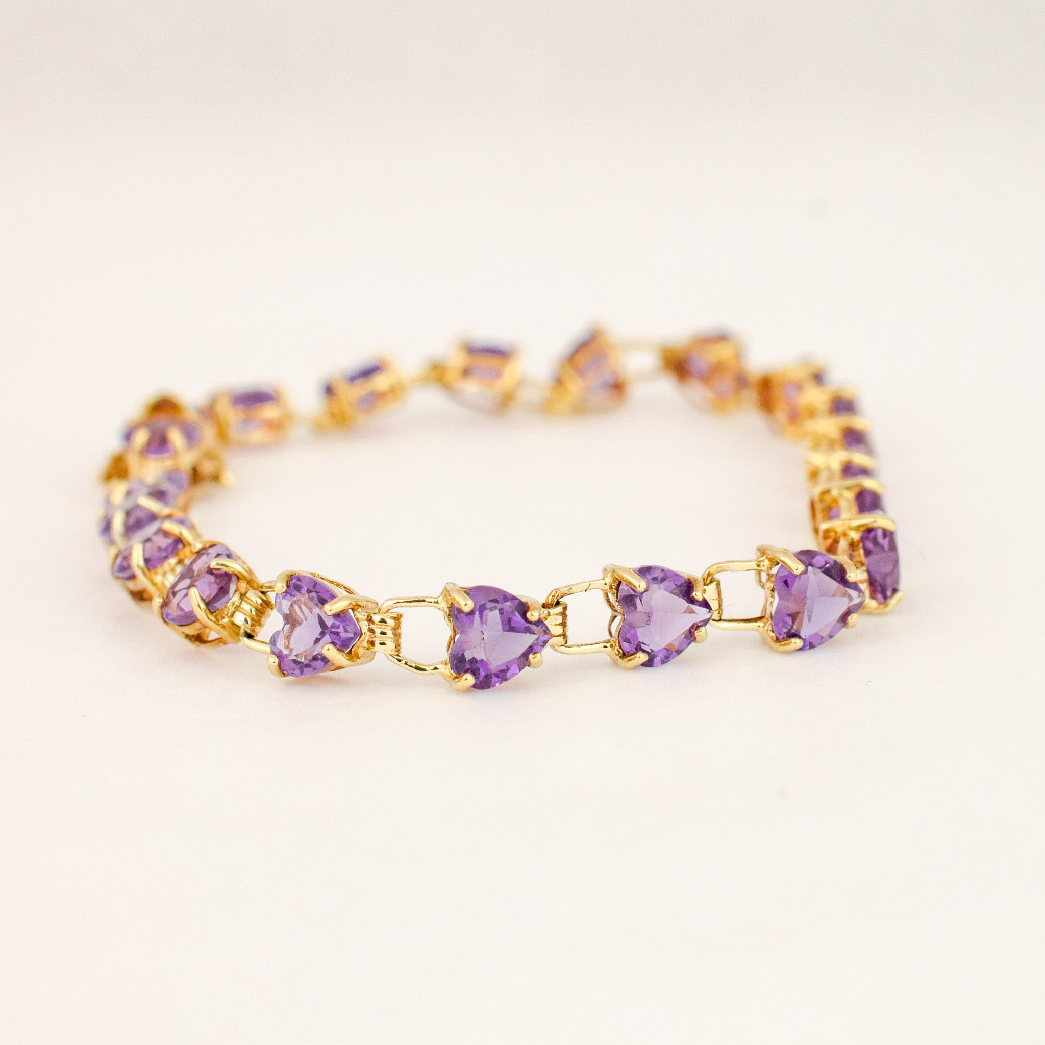 7" Amethyst Heart Bracelet