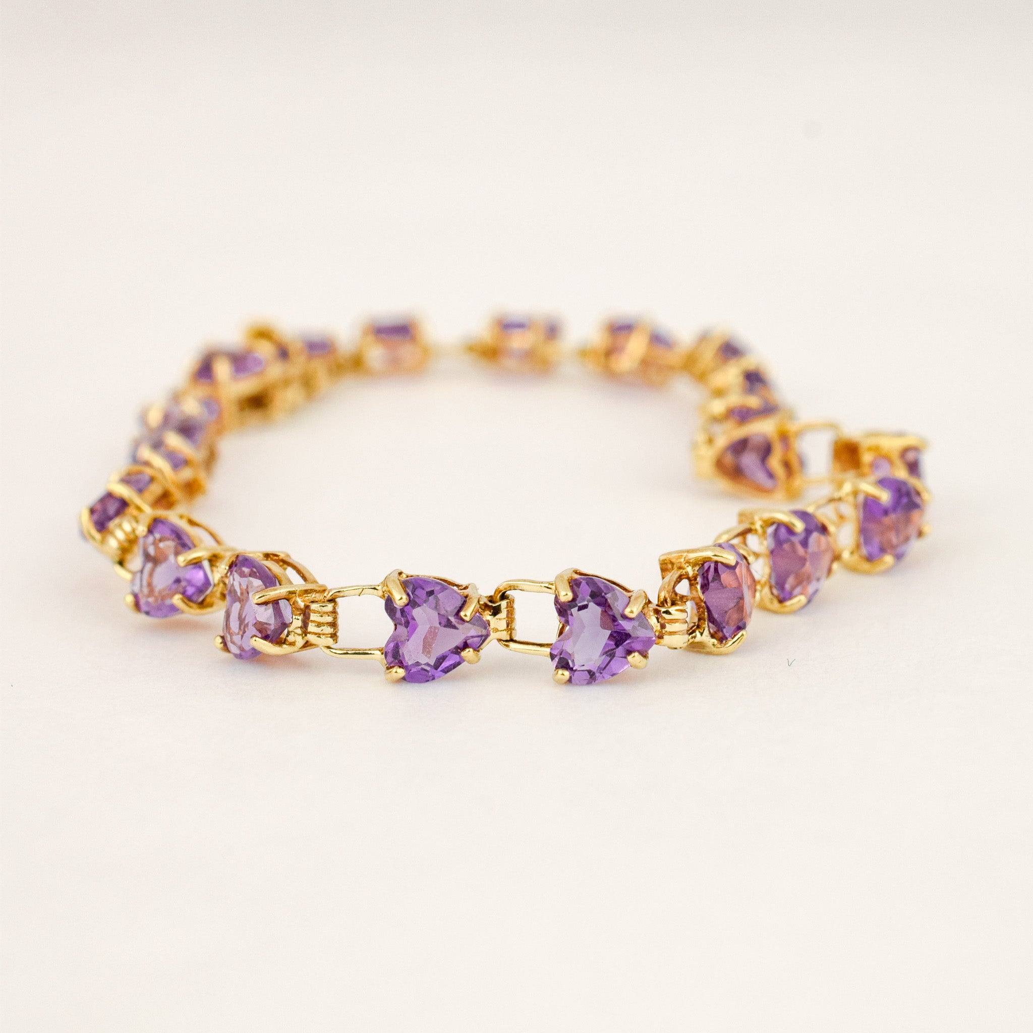 7" Amethyst Heart Bracelet