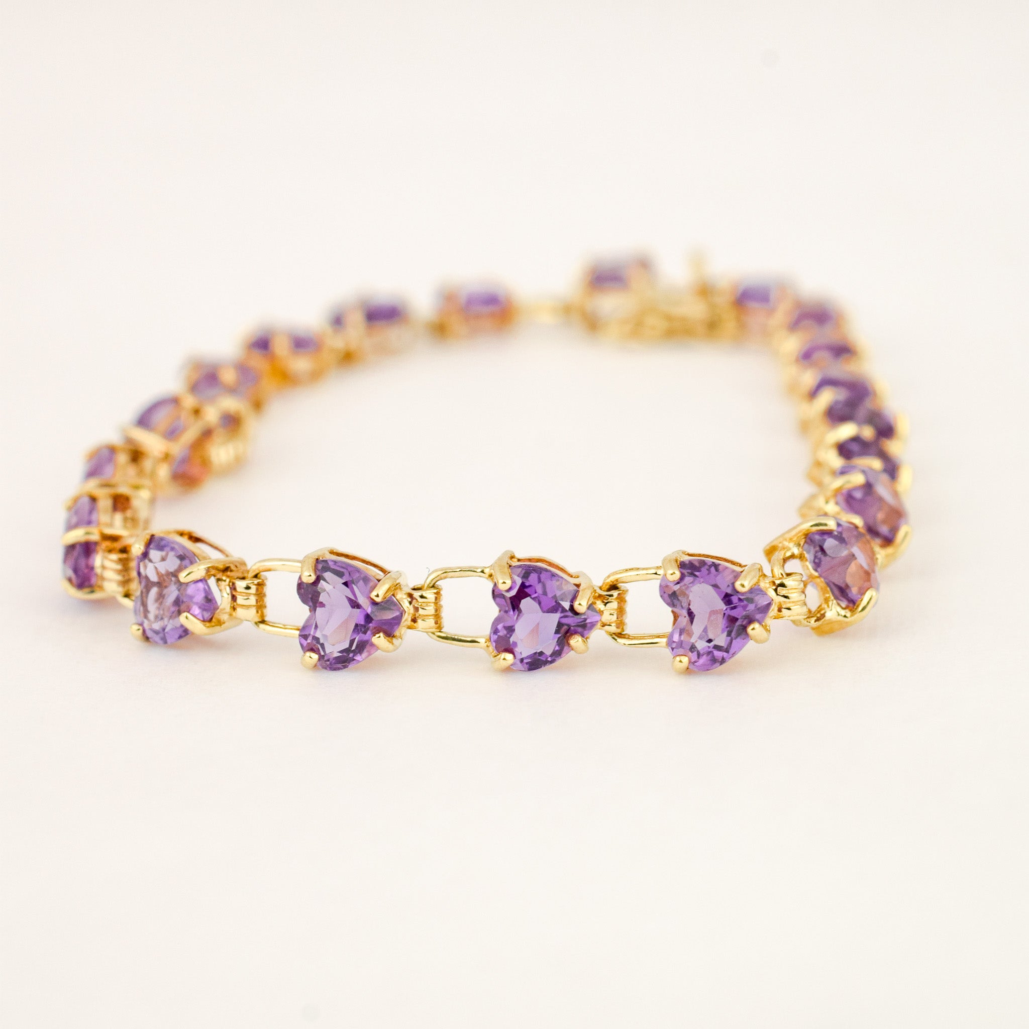 7" Amethyst Heart Bracelet