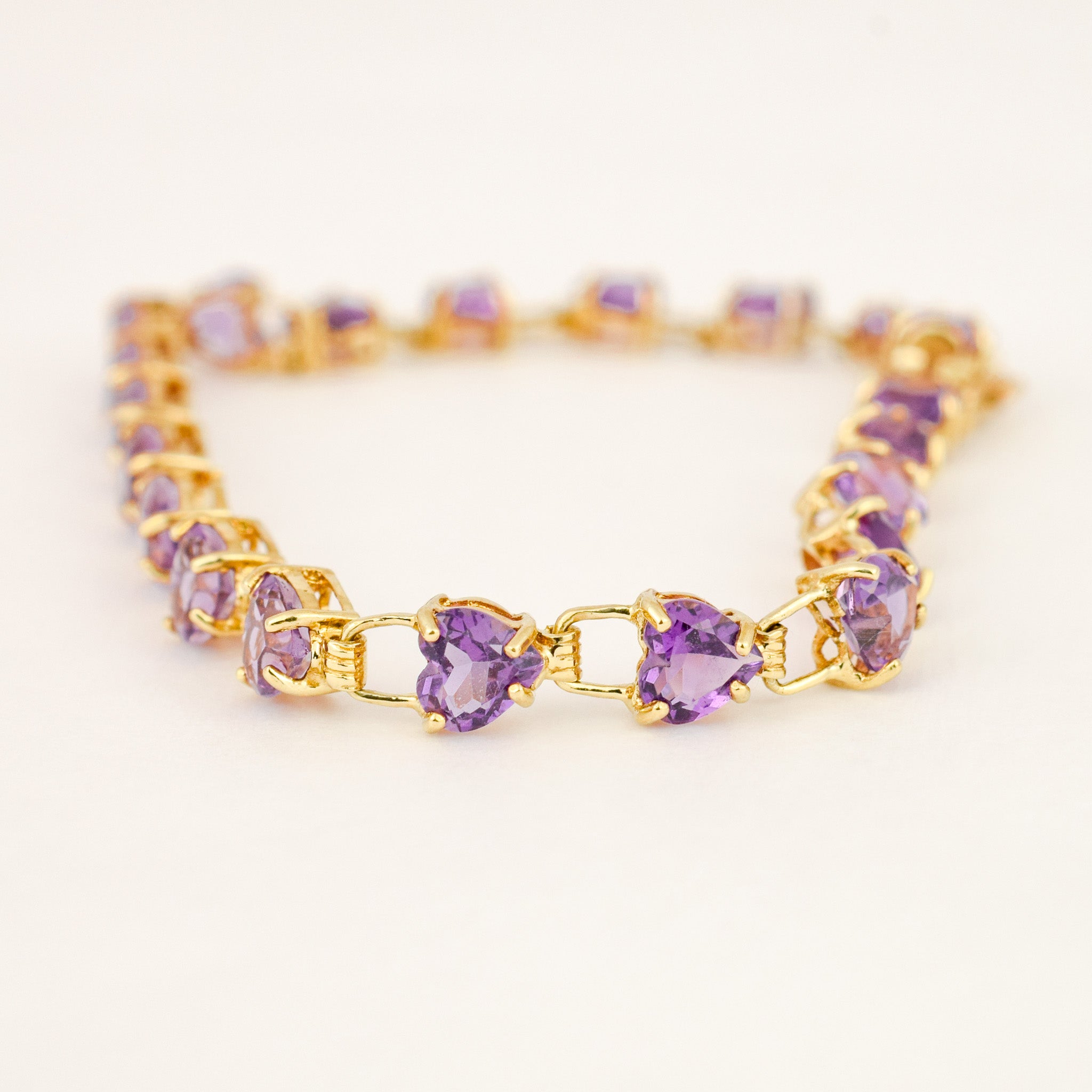 7" Amethyst Heart Bracelet