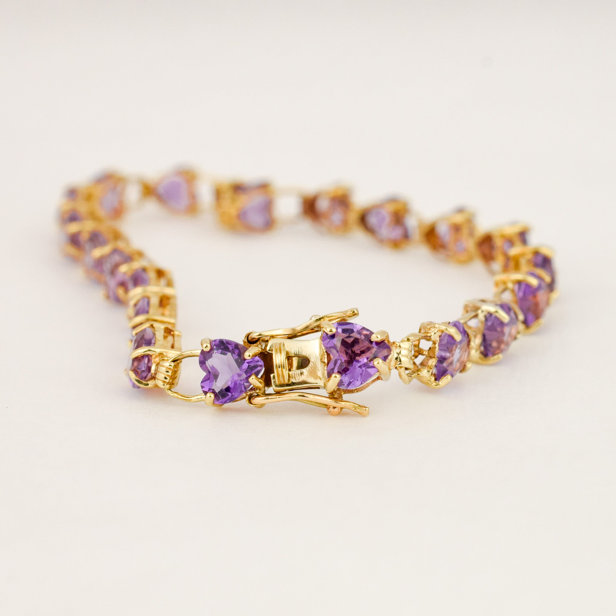 7" Amethyst Heart Bracelet