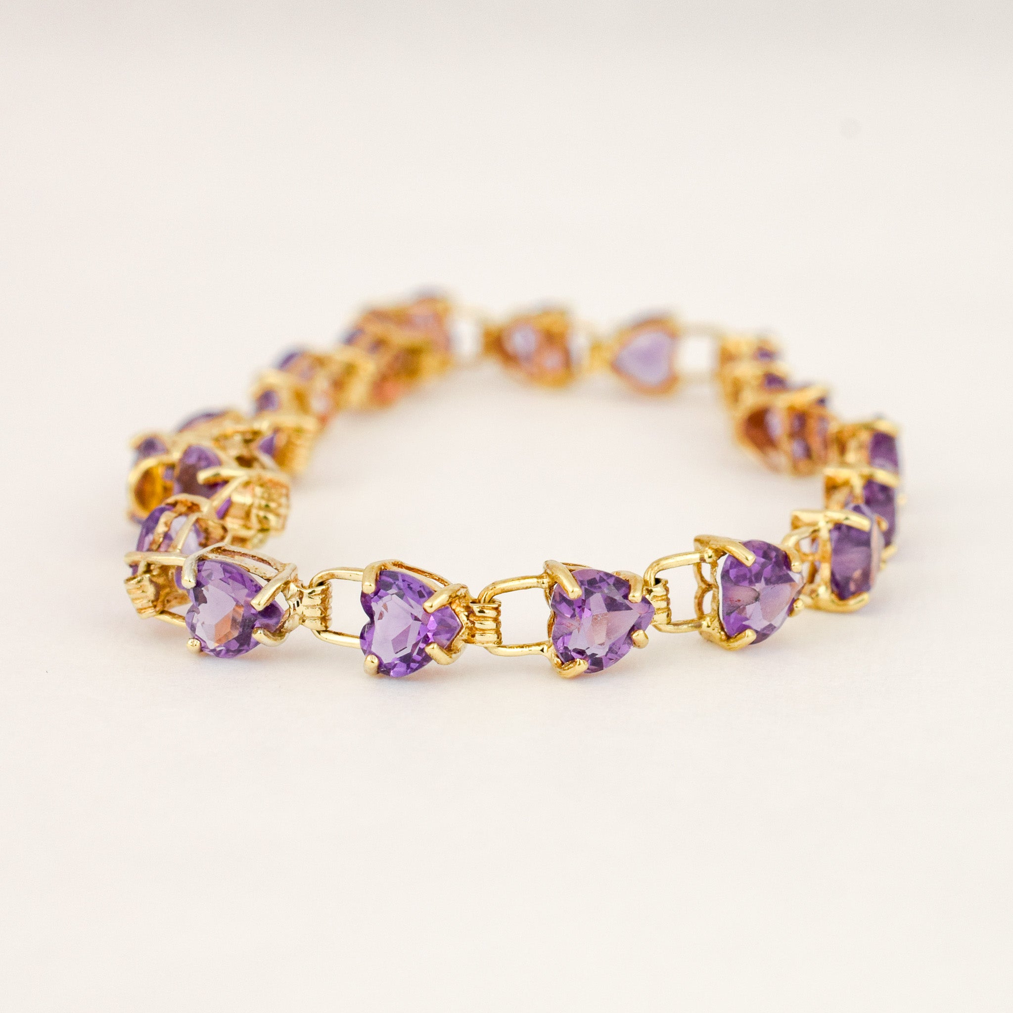 7" Amethyst Heart Bracelet