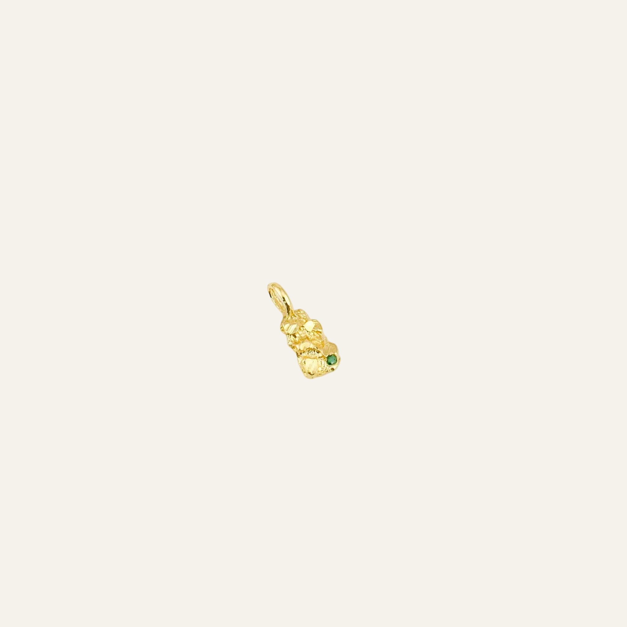 Emerald Gold Nugget Charm