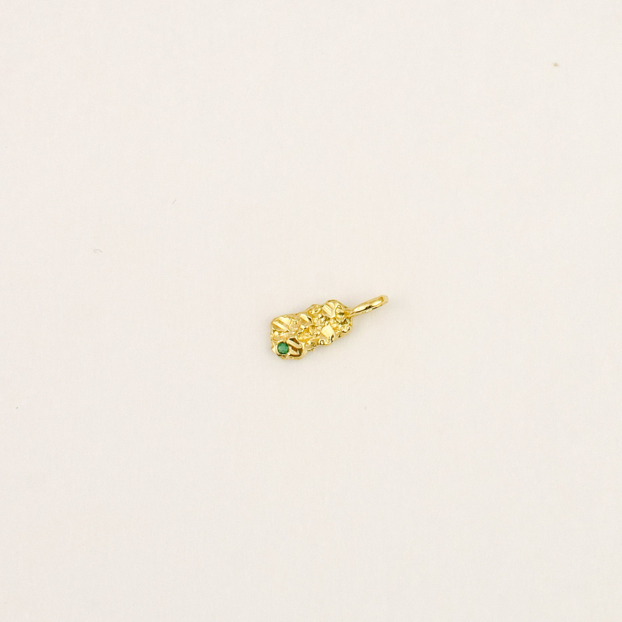 Emerald Gold Nugget Charm