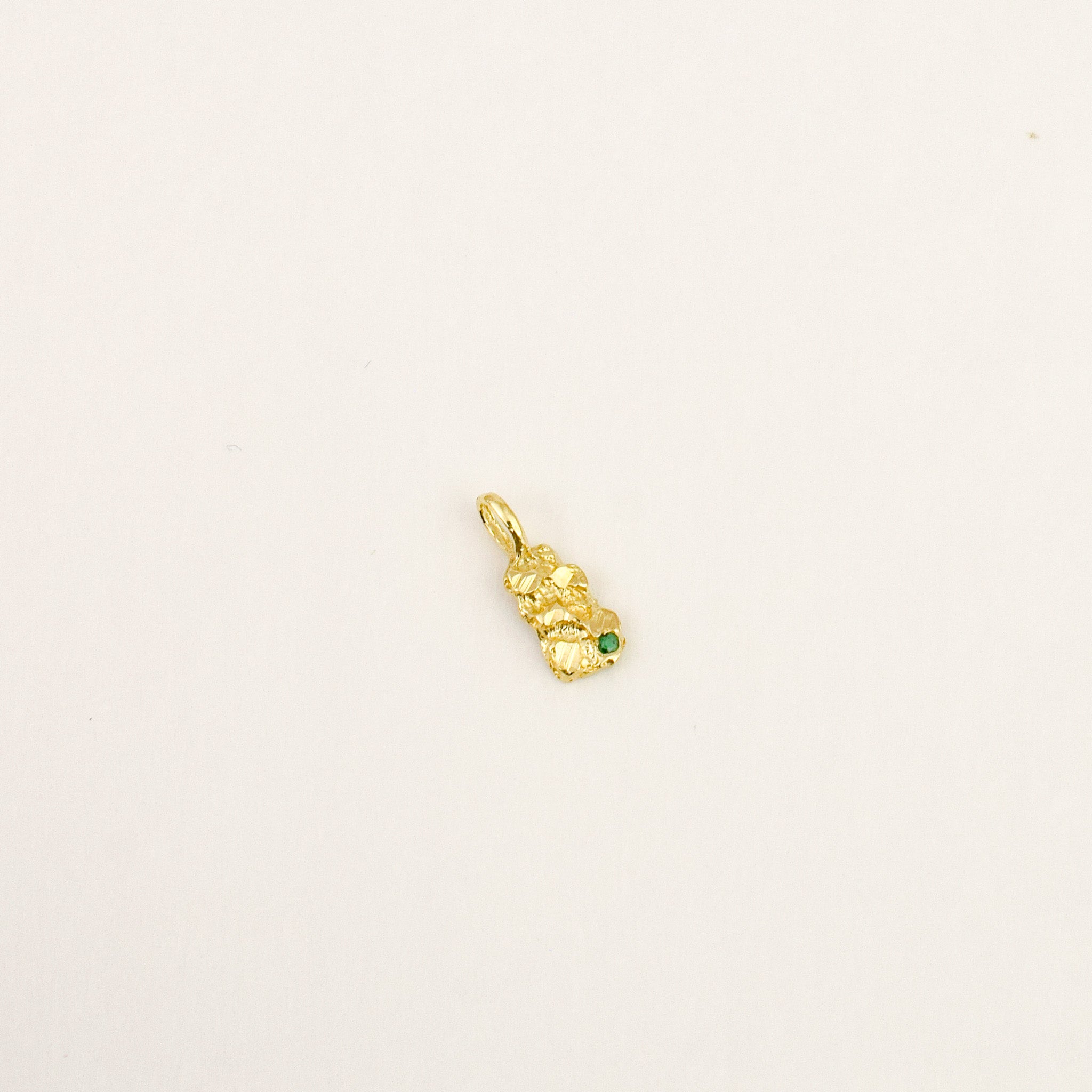 Emerald Gold Nugget Charm