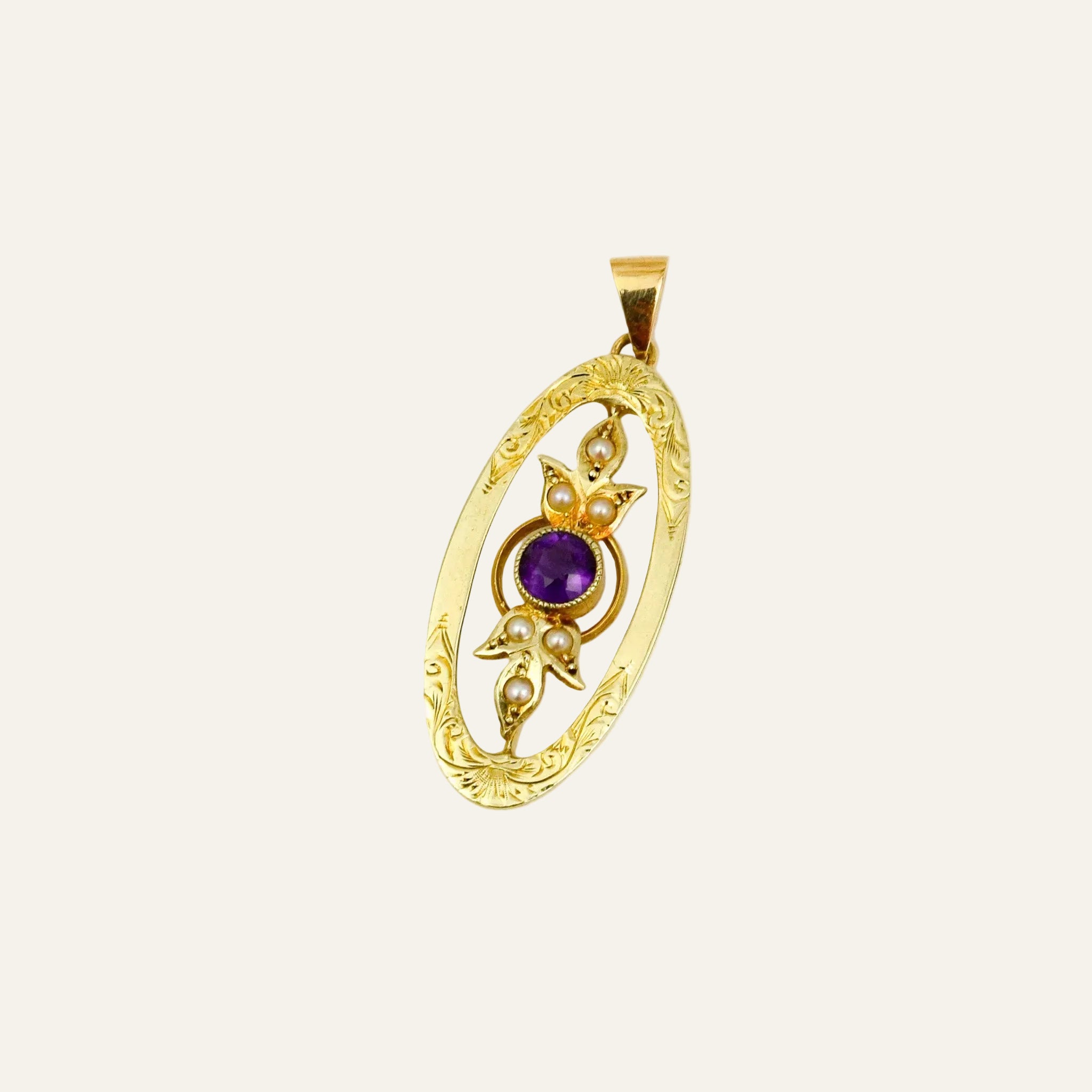 Antique Amethyst and Seed Pearl Pendant