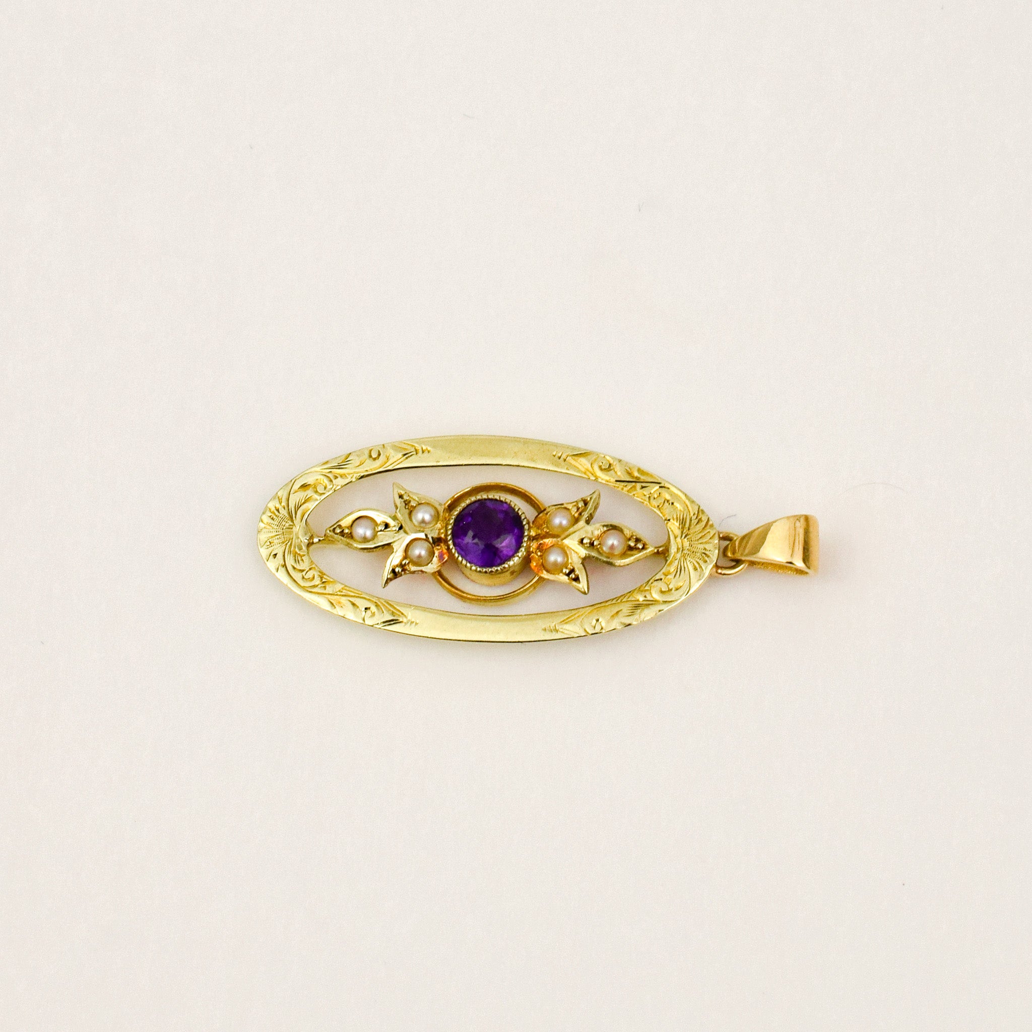 Antique Amethyst and Seed Pearl Pendant