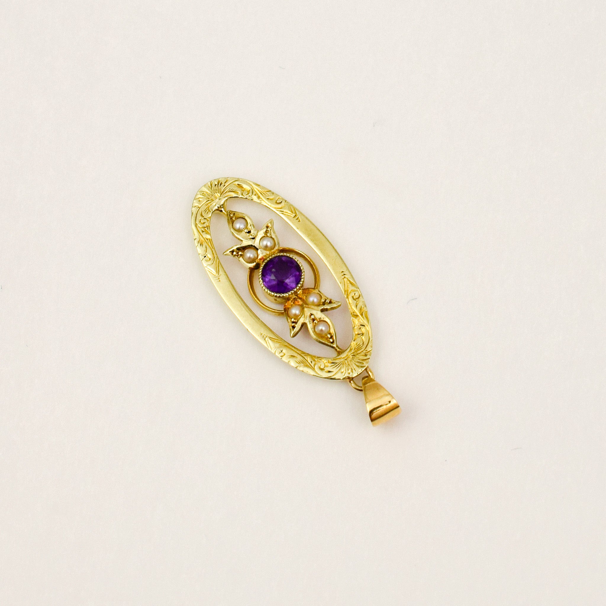 Antique Amethyst and Seed Pearl Pendant