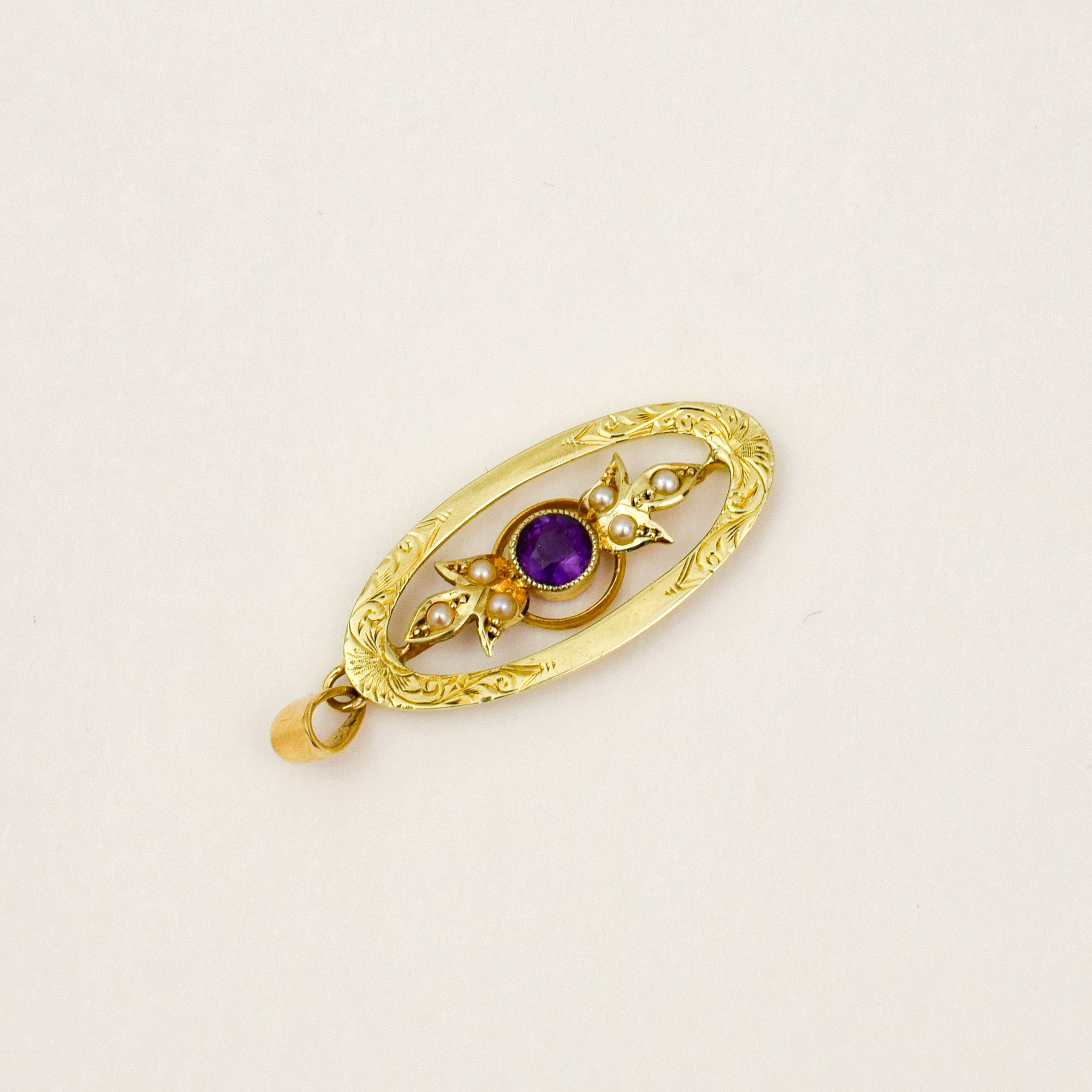 Antique Amethyst and Seed Pearl Pendant