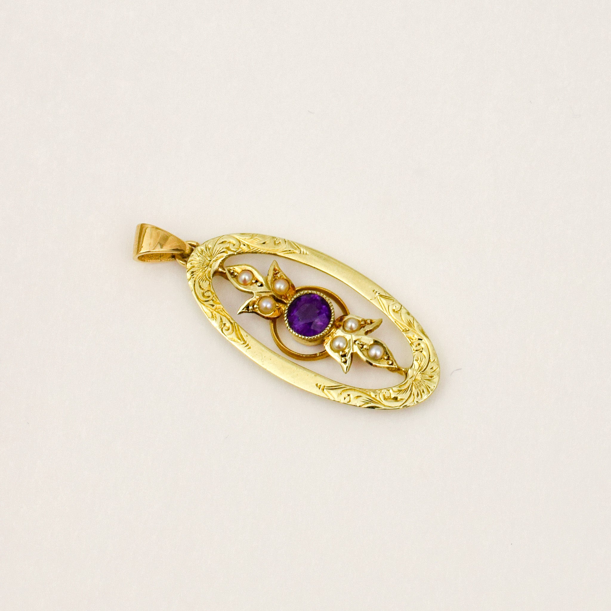 Antique Amethyst and Seed Pearl Pendant