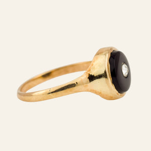 Circular Onyx and Diamond Ring