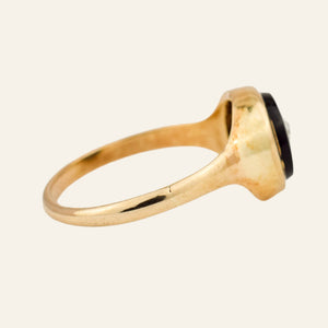 Circular Onyx and Diamond Ring