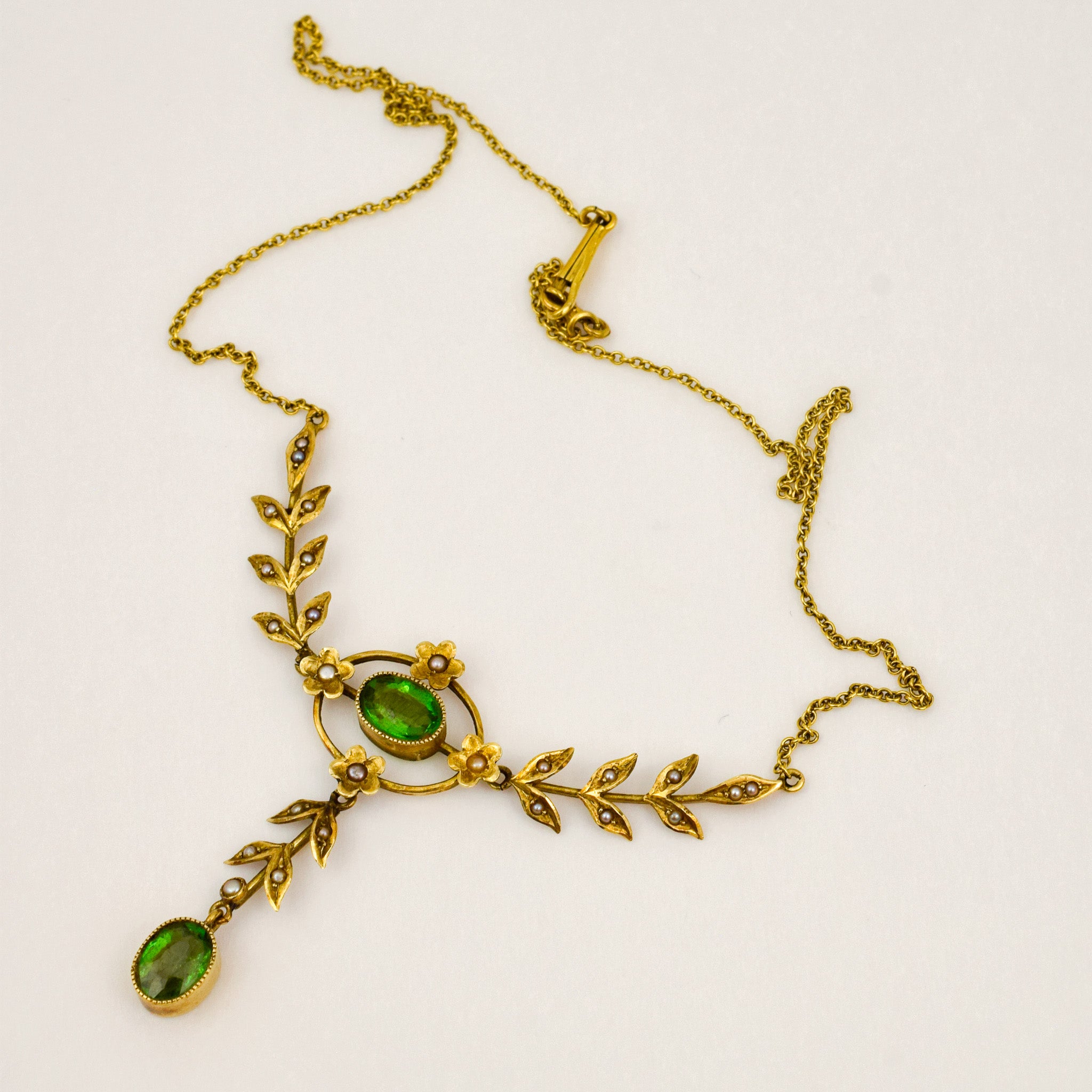15" Edwardian Garnet and Pearl Necklace