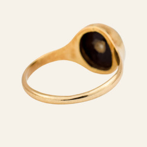 Circular Onyx and Diamond Ring