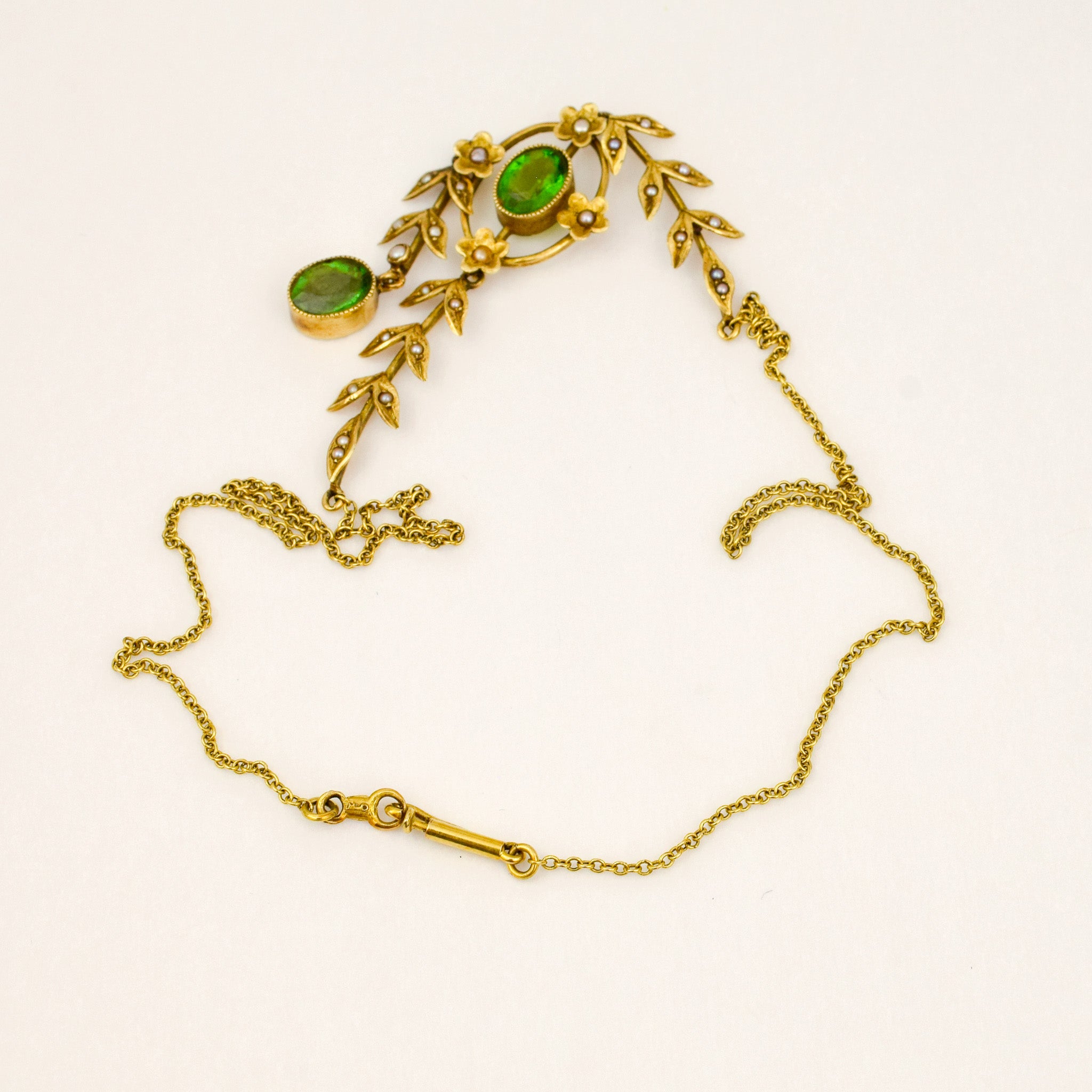 15" Edwardian Garnet and Pearl Necklace
