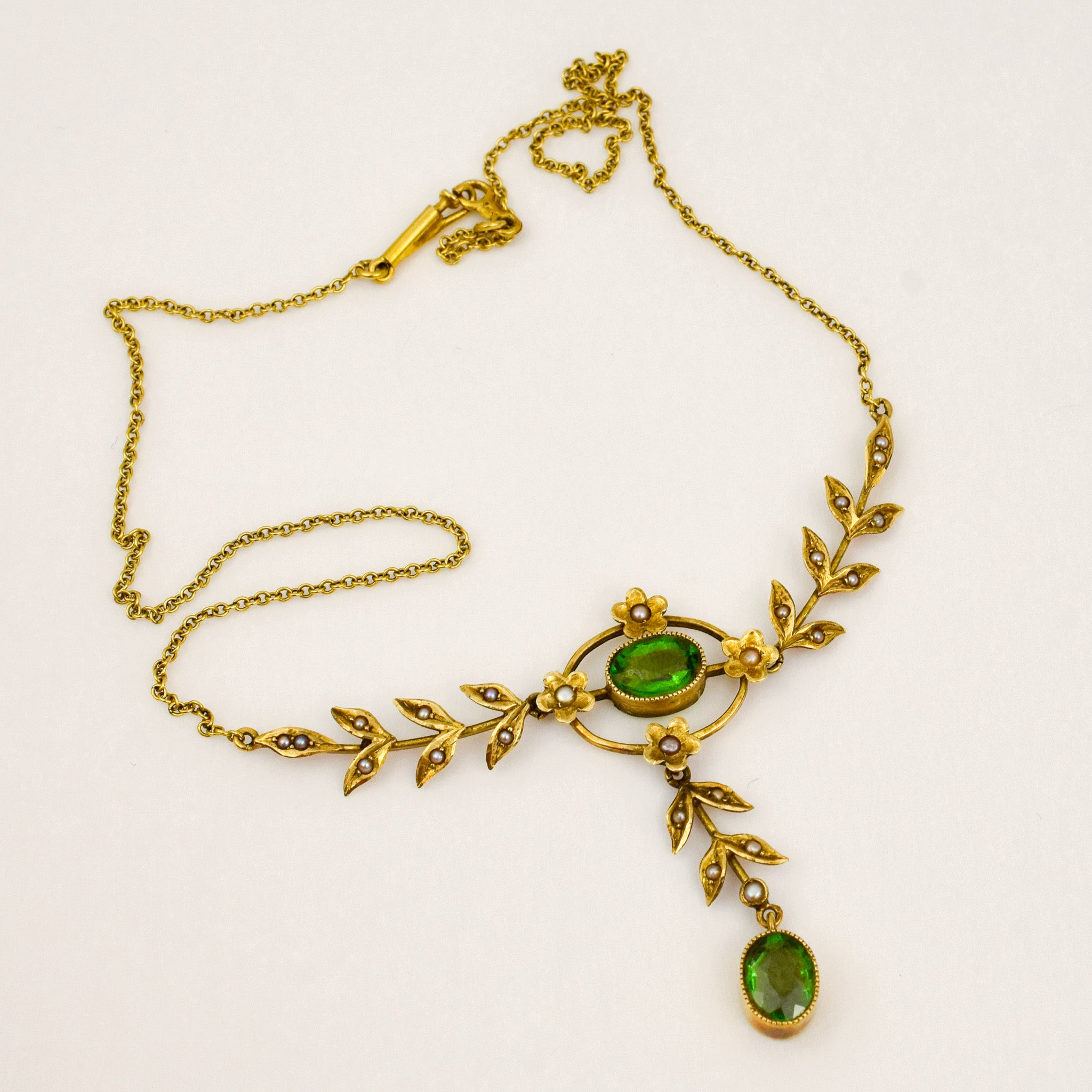 15" Edwardian Garnet and Pearl Necklace