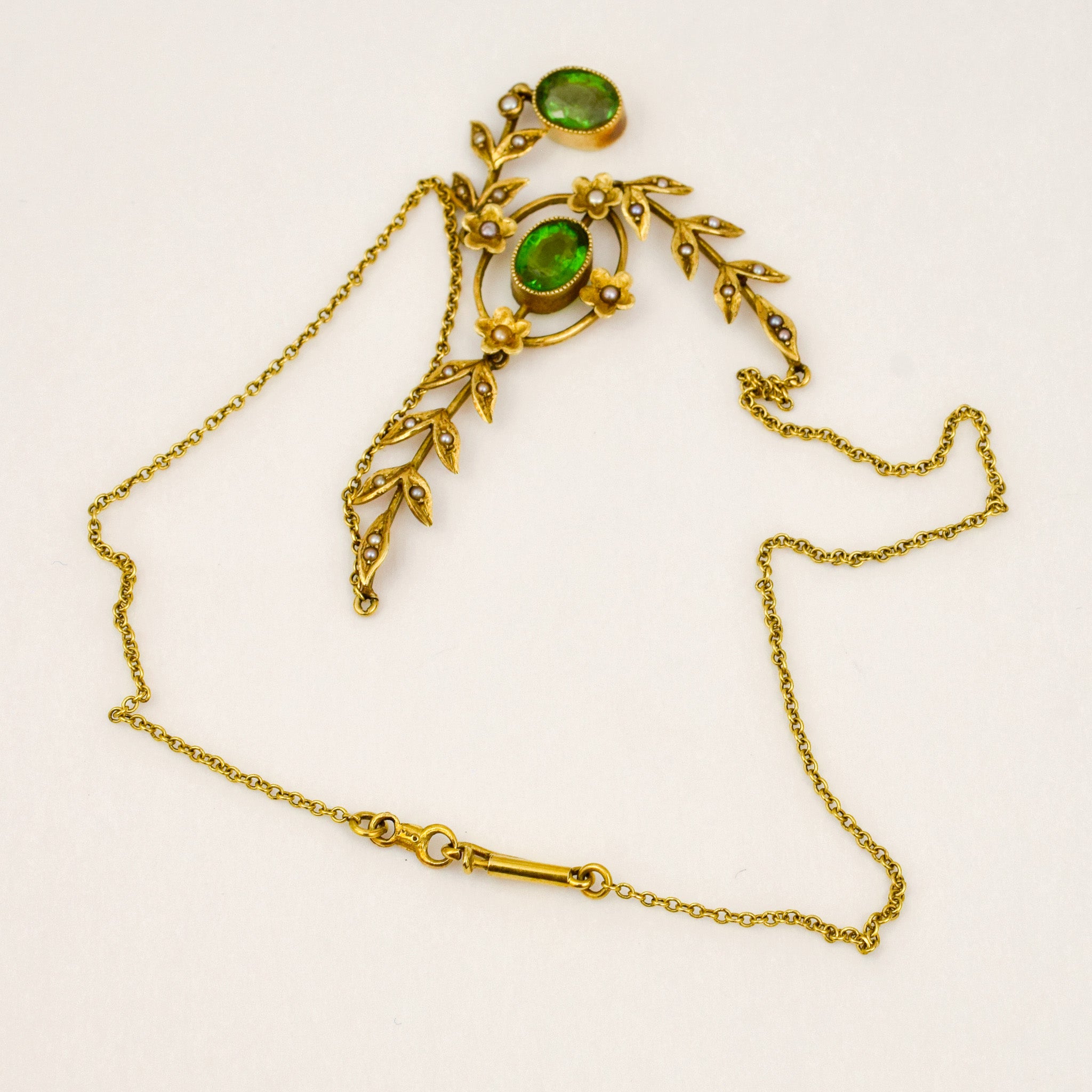 15" Edwardian Garnet and Pearl Necklace