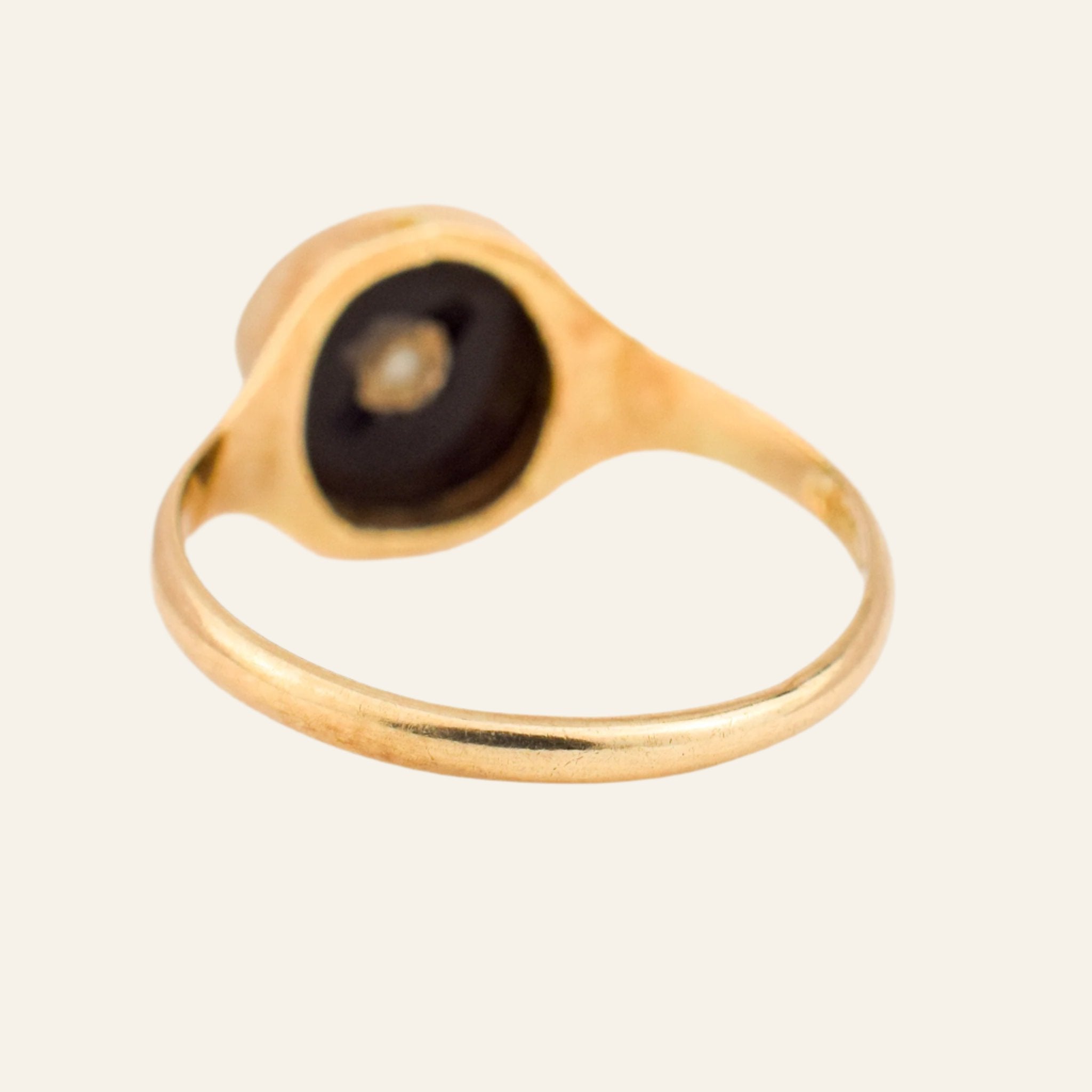 Circular Onyx and Diamond Ring