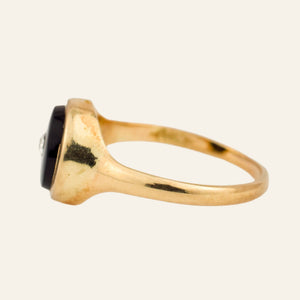 Circular Onyx and Diamond Ring