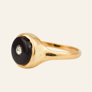 Circular Onyx and Diamond Ring