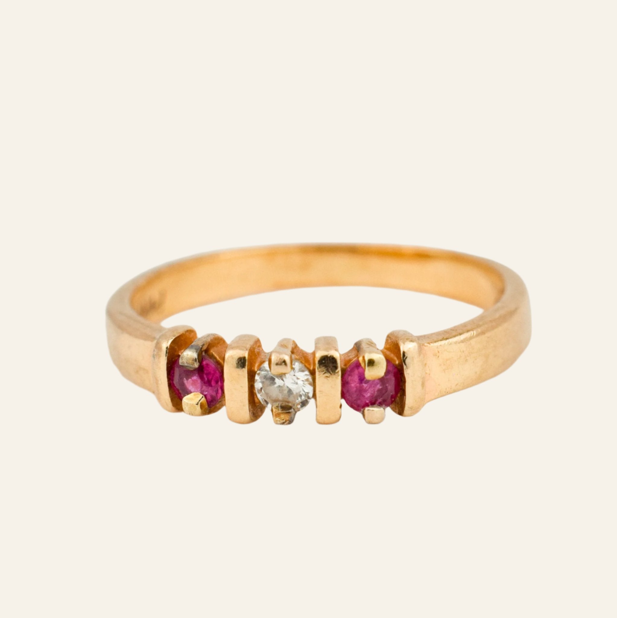 Diamond and Ruby Trilogy Pinky Ring