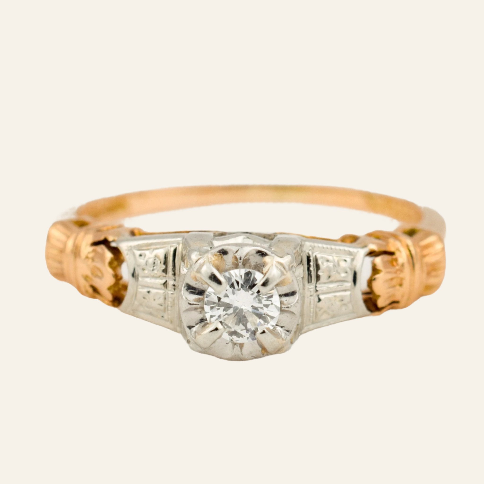 Antique Two-Tone Diamond Engagement Ring