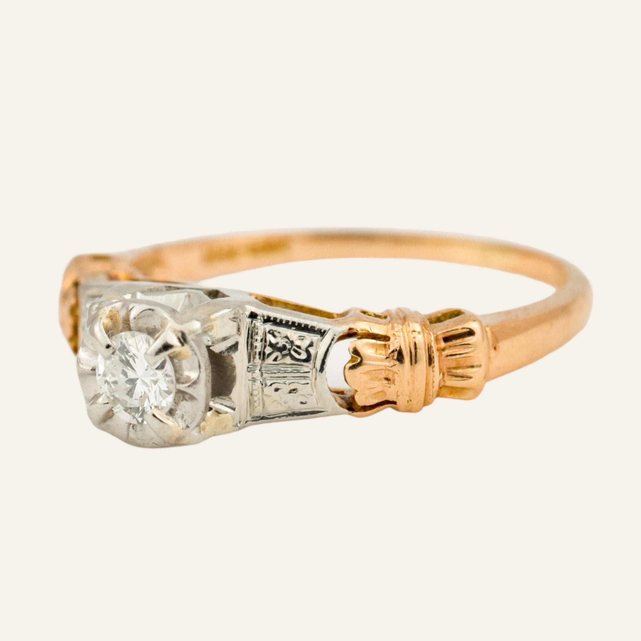 Antique Two-Tone Diamond Engagement Ring