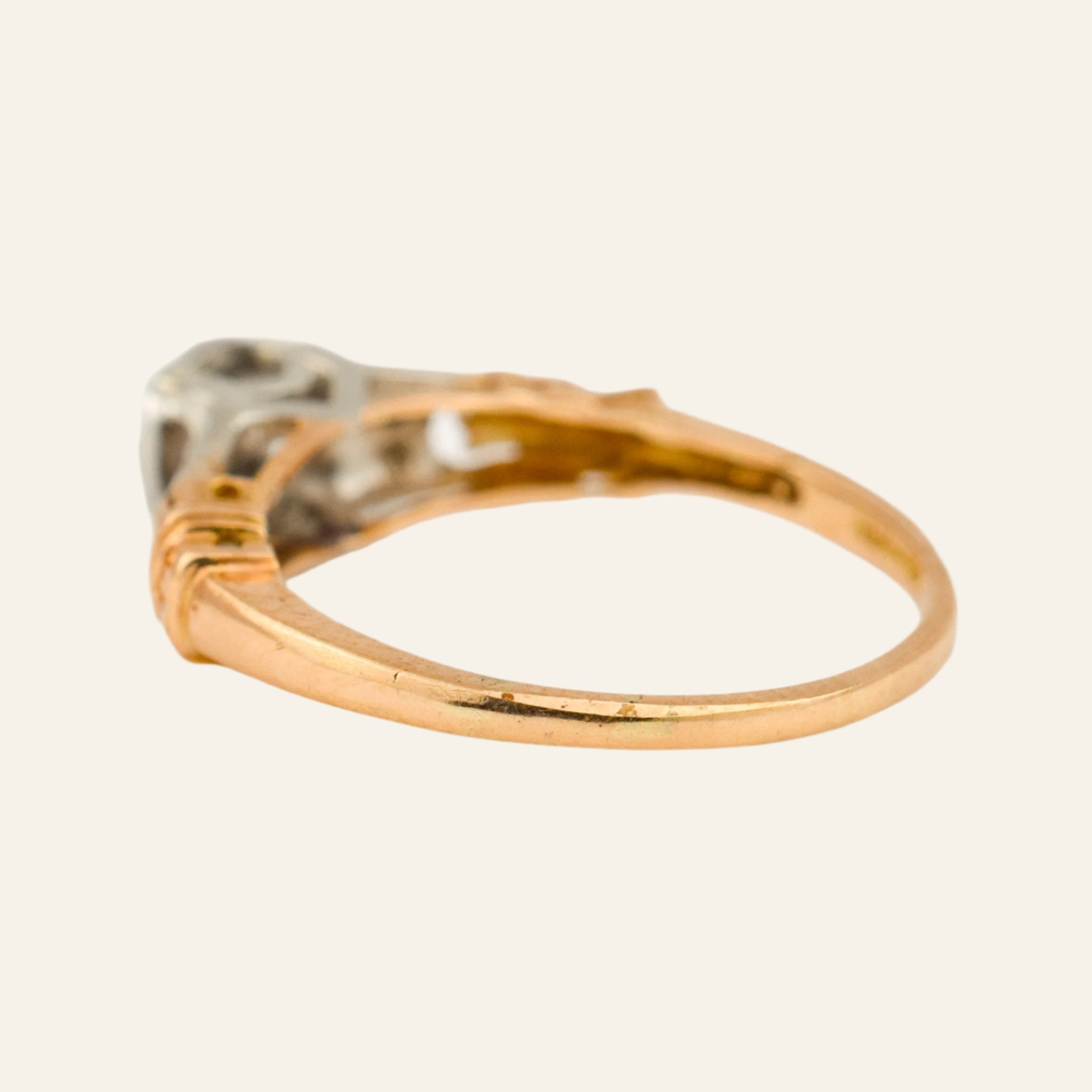 Antique Two-Tone Diamond Engagement Ring