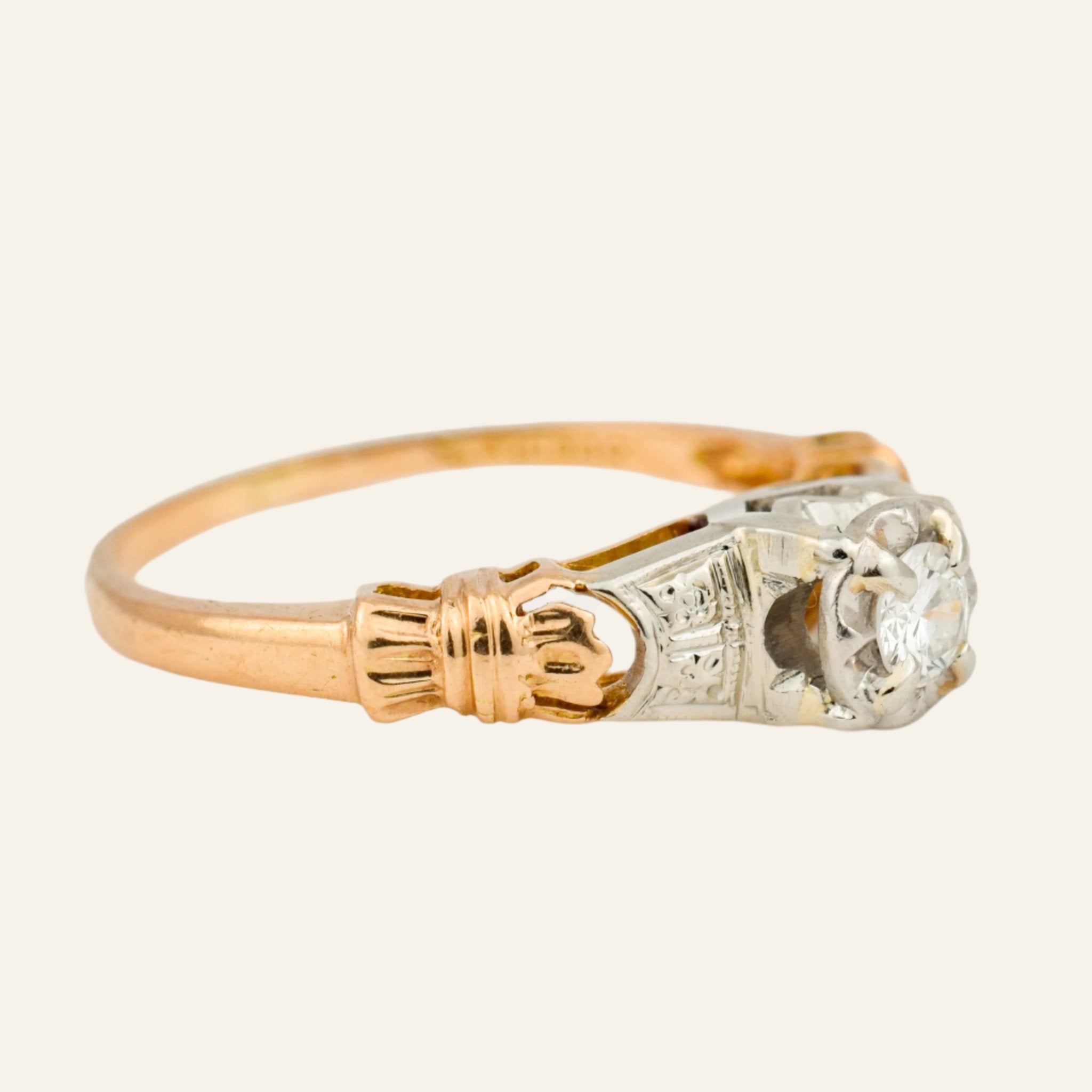 Antique Two-Tone Diamond Engagement Ring