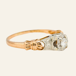 Antique Two-Tone Diamond Engagement Ring