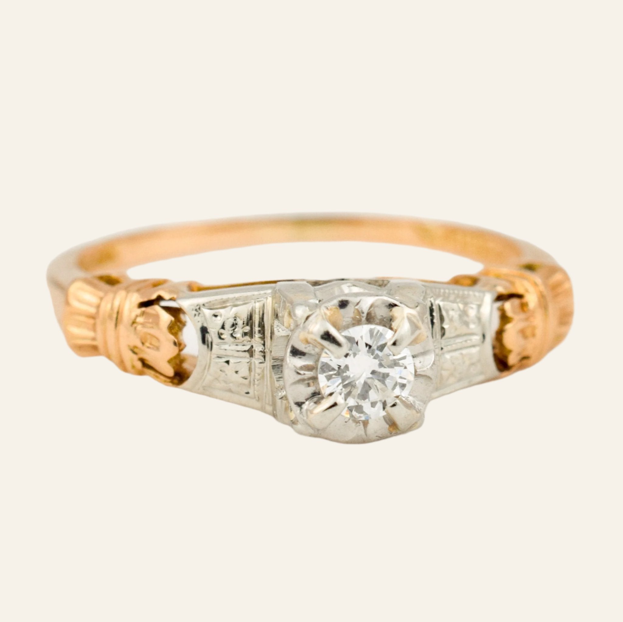 Antique Two-Tone Diamond Engagement Ring