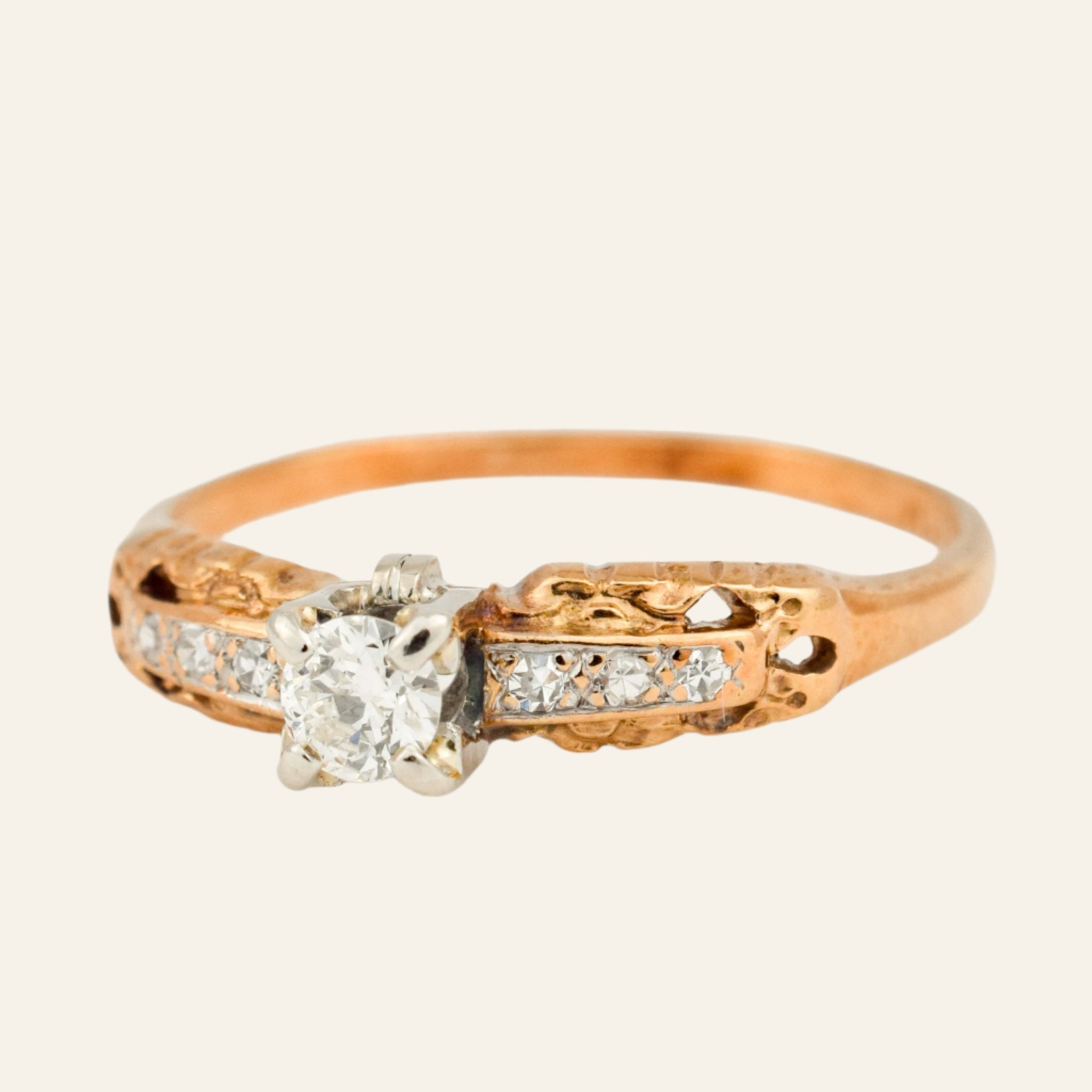 Antique Engagement Ring with Diamond Shoulders