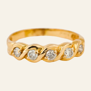 vintage Wavey 5 Diamond Band