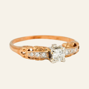 Antique Engagement Ring with Diamond Shoulders