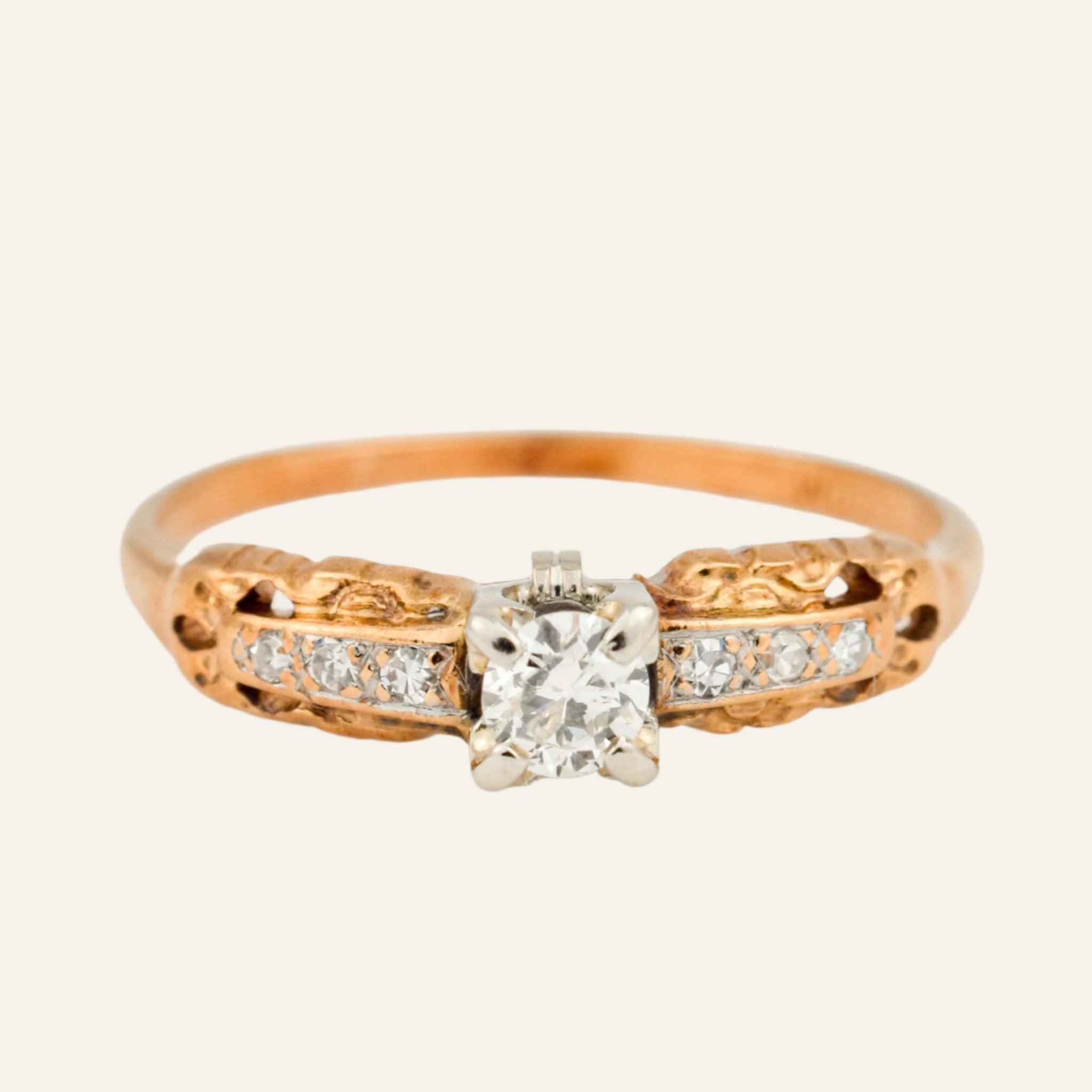 Antique Engagement Ring with Diamond Shoulders