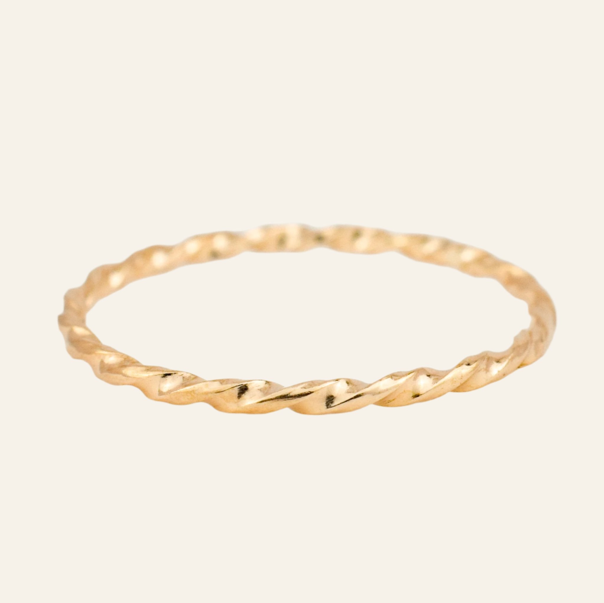 1.3 mm Dainty Gold Twist Ring