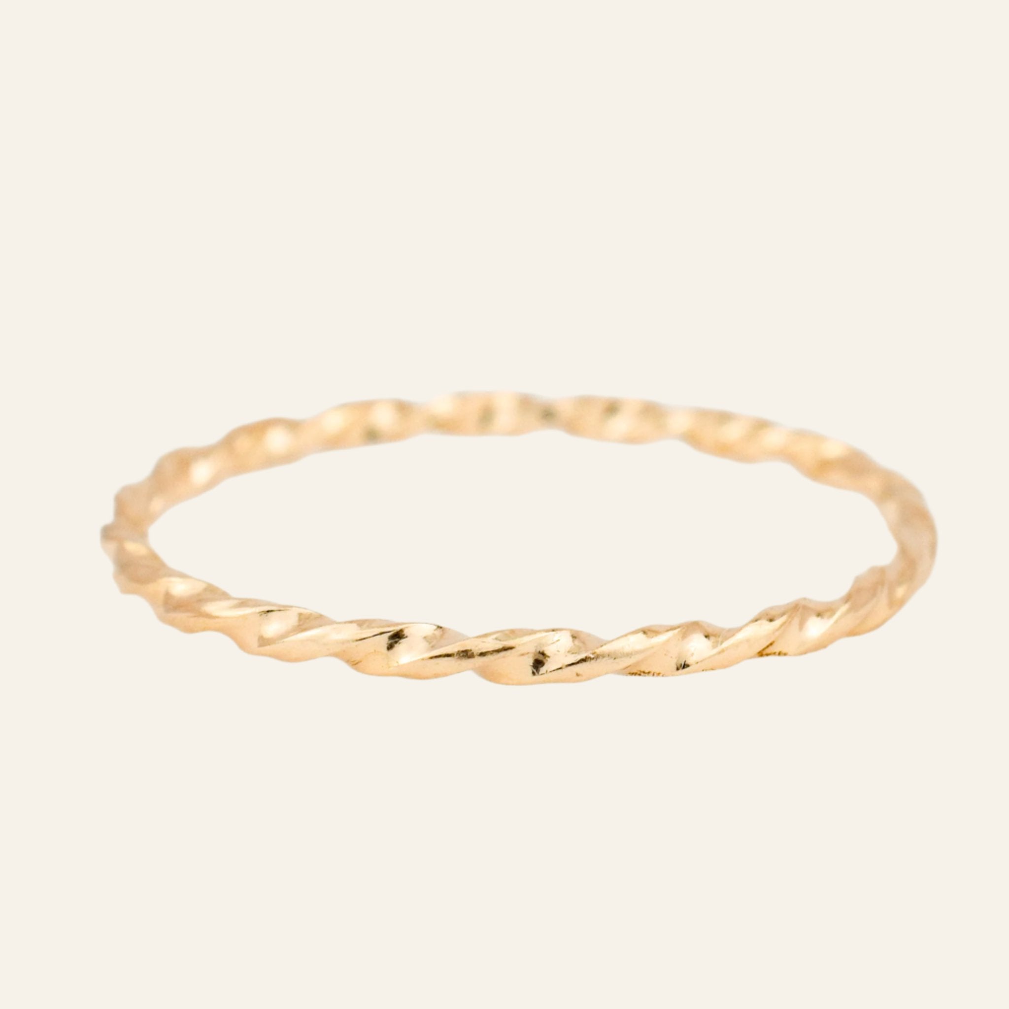 1.3 mm Dainty Gold Twist Ring