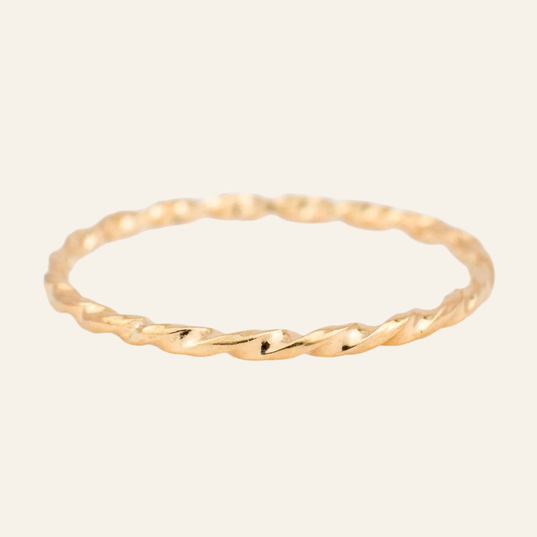 1.3 mm Dainty Gold Twist Ring