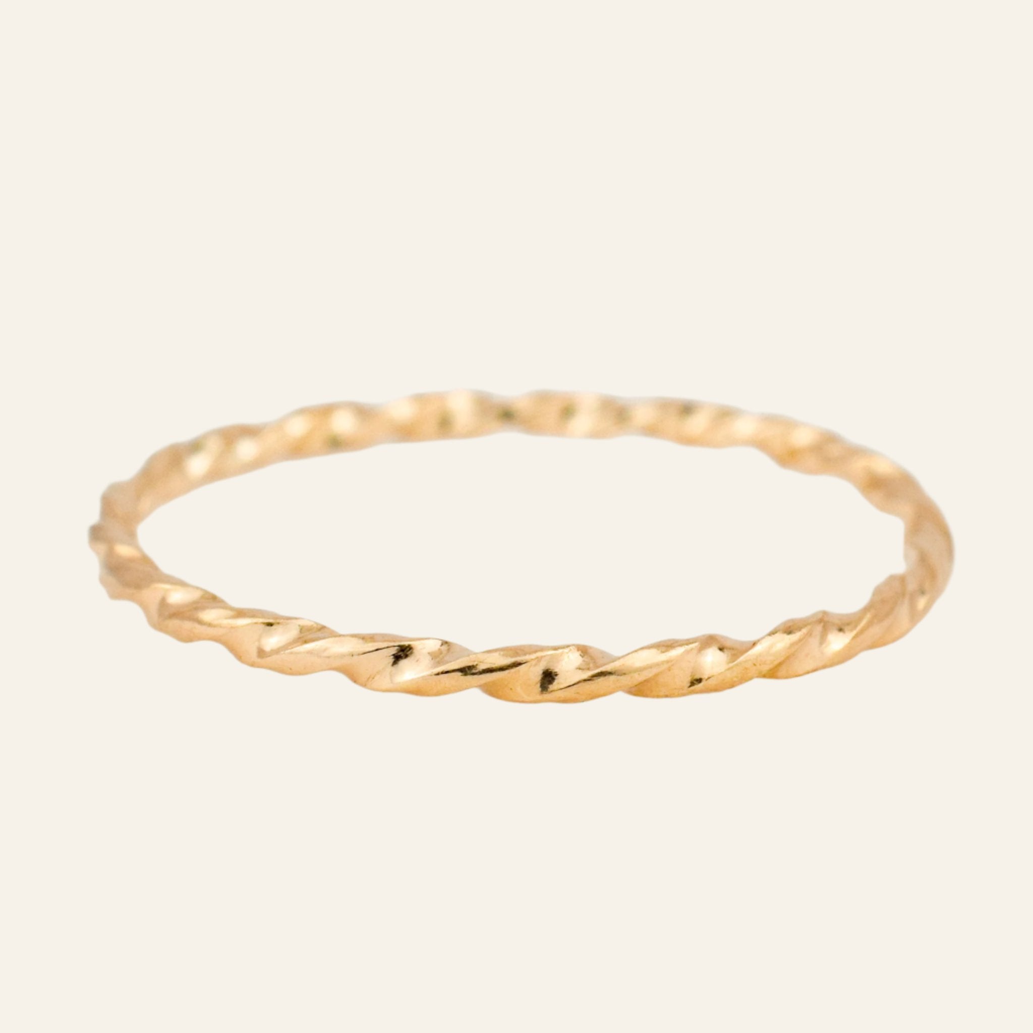 1.3 mm Dainty Gold Twist Ring