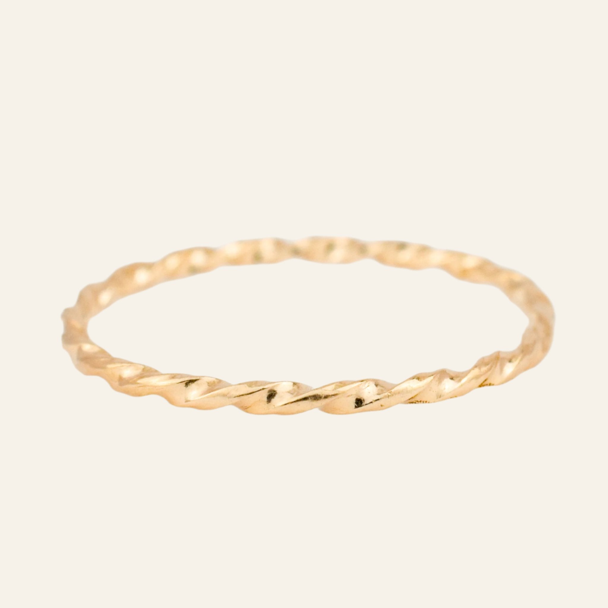 1.3 mm Dainty Gold Twist Ring