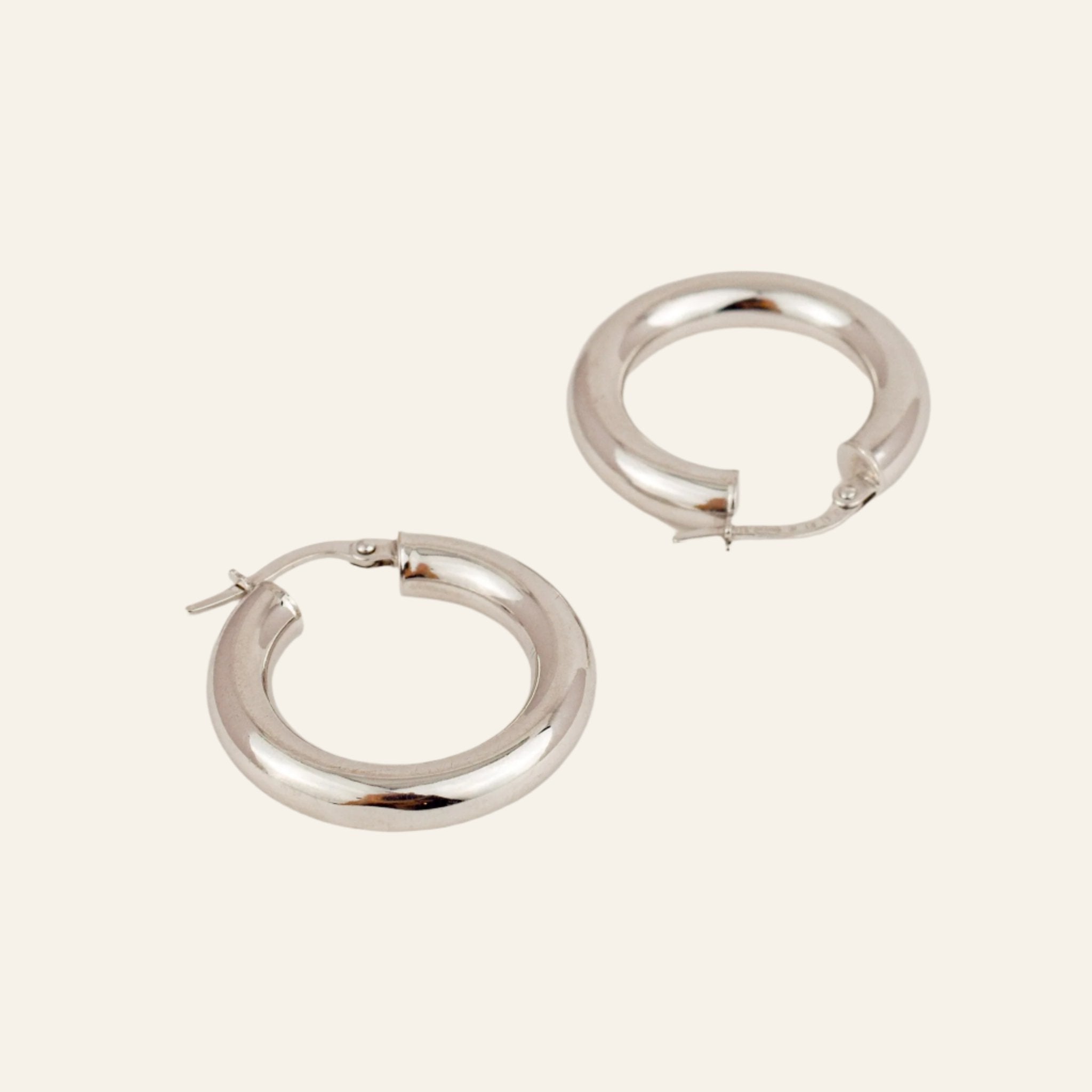 24 mm White Gold Hoops